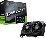 MSI Gaming RTX 5060 8G Shadow 2X OC Graphics Card (8GB GDDR7,TBA-bit, Extreme Performance: 2535 MHz, DisplayPort x3 2.1a, HDMI 2.1b, NVIDIA Blackwell Architecture)