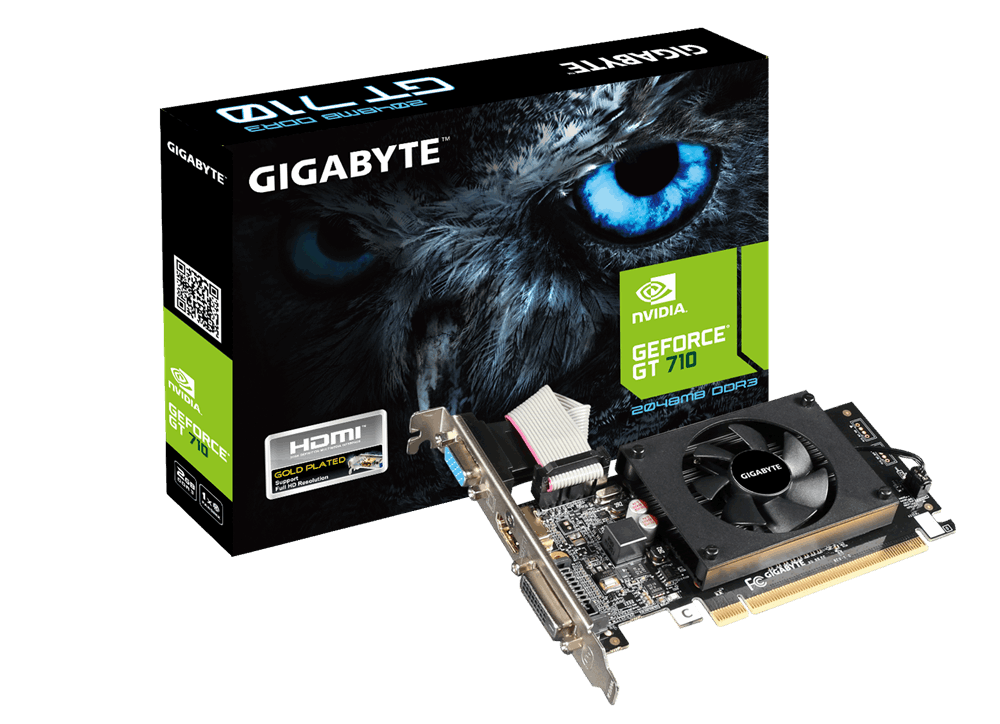 GIGABYTE NVIDIA GEFORCE GT 710 2G DDR3 PCI-E LOW PROFILE - VIDEO CARD - GV-N710D3-2GL