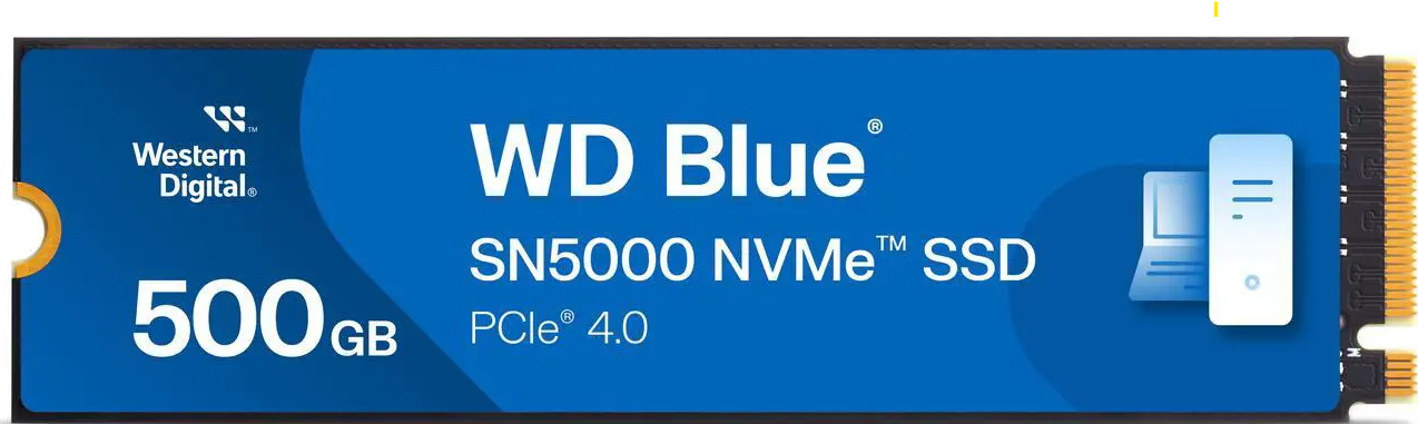 Western Digital 500GB WD Blue SN5000 NVMe SSD, PCIe Gen 4.0, up to 5,000 MB/s Read Speeds Internal Solid State Drive (SSD) WDS500G4B0E