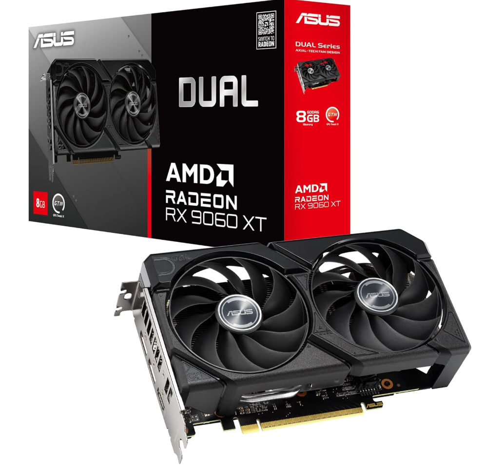 ASUS Dual Radeon RX 9060 XT 8GB 128-Bit GDDR6 PCI Express 5.0 Graphics Card DUAL-RX9060XT-8G RX 9060XT
