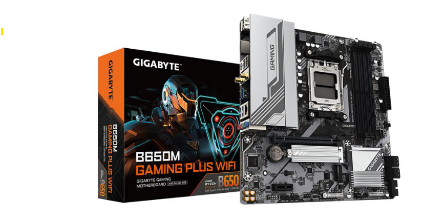 GIGABYTE B650M GAMING PLUS WIFI AM5 LGA 1718 AMD B650 M-ATX, DDR5, PCIe 4.0 M.2, PCIe 4.0, USB 3.2 Gen 1 Type-C, Wi-Fi 6E, 2.5GbE LAN
