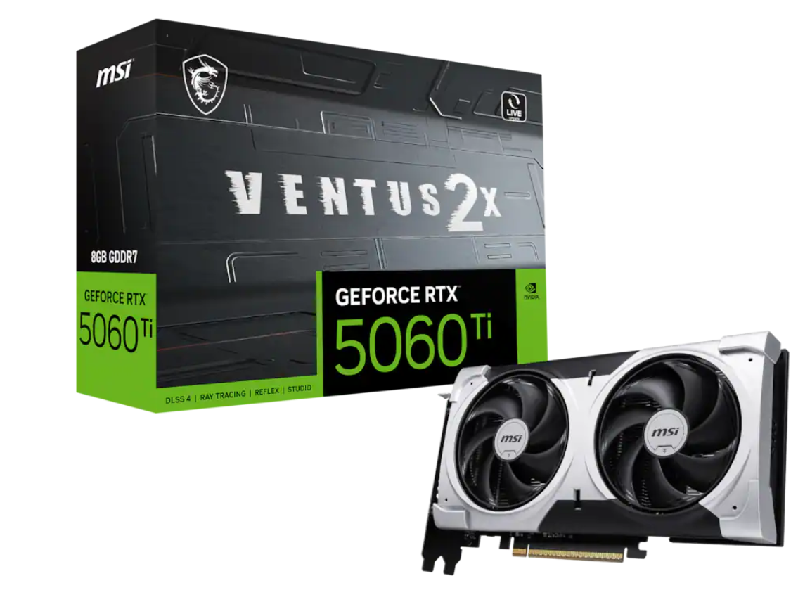 MSI - NVIDIA GeForce RTX 5060 Ti 8G VENTUS 2X PLUS 8GB GDDR7 PCI Express Gen 5 Graphics Card - Black