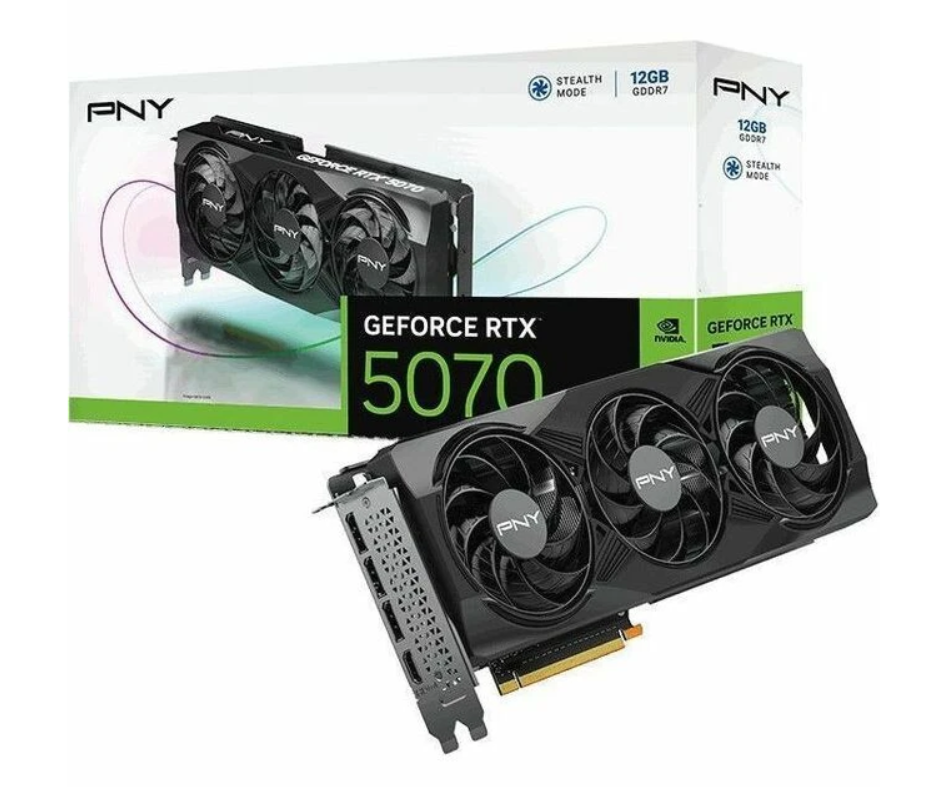 PNY NVIDIA GeForce RTX 5070 Graphic Card - 12 GB GDDR7 - Full-height - 7680 x 4320 - 2.33 GHz Core - 2.51 GHz Boost Clock - 192 bit - (VCG507012TFXPB1)
