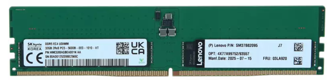 ThinkSystem 32GB TruDDR5 5600MHz (2Rx8) ECC UDIMM