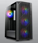 AZZA SOURCE Mid-Tower ATX Gaming/ 4*ARGB Fans/ USB3.0 Type-C/ Tempered Glass Clear Side with rubber mounts